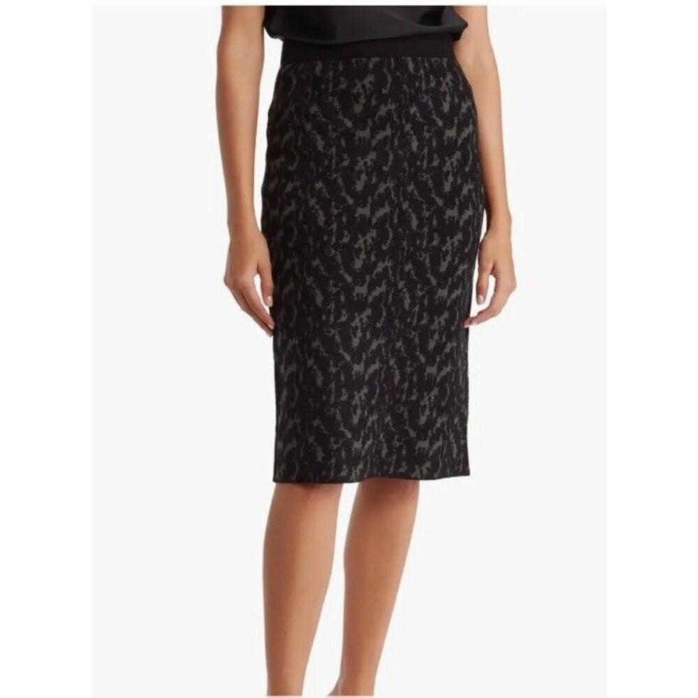 TAHARI Women's Long Sweater Pencil Skirt Black /Green Size Large